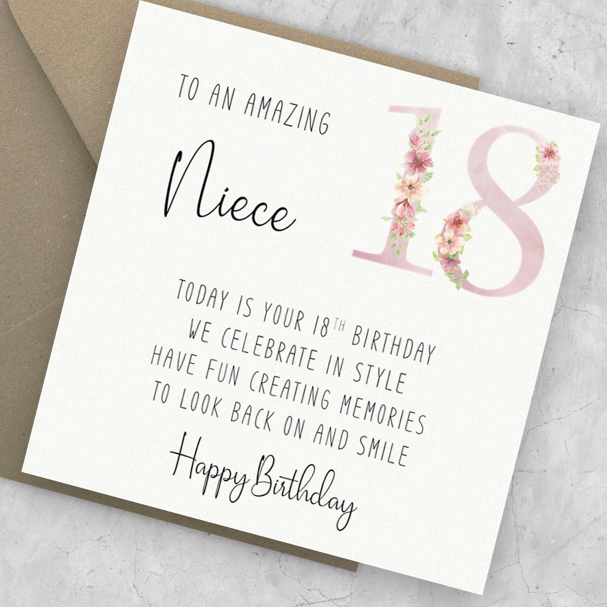 Niece 18th Birthday Card With Verse/poem Eighteenth Birthday Etsy UK