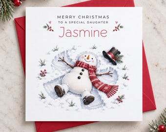 Personalised Christmas Card for Nephew Niece Grandson Granddaughter Daughter Son Goddaughter Godson Little Boy Little Girl - Snow Angel