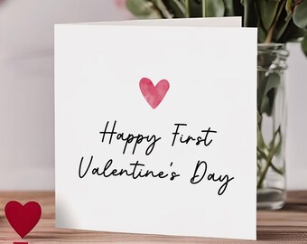 Happy First Valentines Day Card - Simple Cute Valentines Card-husband, wife, one I love, partner, boyfriend, girlfriend, for him, for her