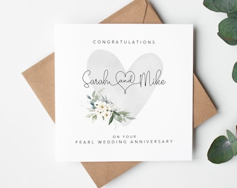 Pearl Wedding Anniversary Card - Personalised 30th anniversary card - 30th wedding anniversary card