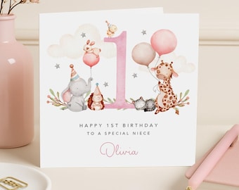 Personalised Children’s Birthday Card | Animal Birthday Card | 1st to 9th Birthday | For Daughter Son Niece Nephew Grandchild