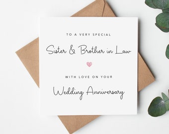 Sister and Brother in Law Wedding Anniversary Card - Simple Minimalistic