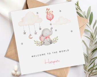 Personalised New Baby Card Welcome to the World Baby Girl Baby