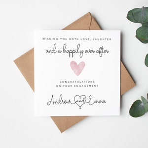 Personalised engagement card - Wishing you both love, laughter and a happily ever after - Daughter Son Sister Brother Wedding Engagement UK