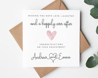 Personalised engagement card - Wishing you both love, laughter and a happily ever after - Daughter Son Sister Brother Wedding Engagement UK