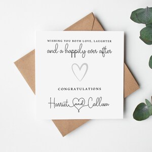 Personalised Wedding Card - love, laugher and a happily ever after  - simple contemporary design - Envelope Inc - BLANK INSIDE