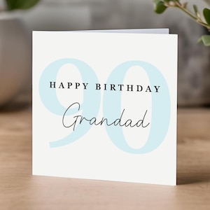 Grandad 90th Birthday Card  - ninety birthday card - simple design - modern - kraft envelope included