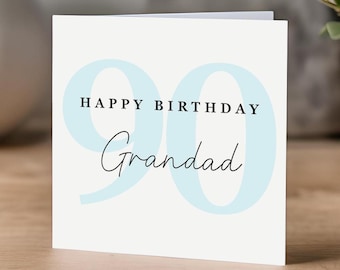 Grandad 90th Birthday Card  - ninety birthday card - simple design - modern - kraft envelope included