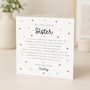 Sister Birthday Card with verse/poem | Personalised