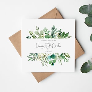 Personalised Botanical Wedding Card - Anniversary/Engagement - Eucalyptus - Greenery - Sage - Foliage - Envelope Inc - Simple, classic