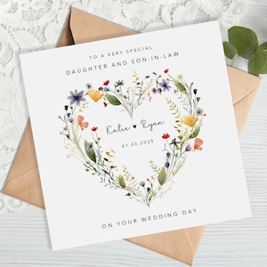 Personalised Daughter and Son in Law Wedding Card - Greenery Botanical - Daughter and Husband Wedding,  Special Couple