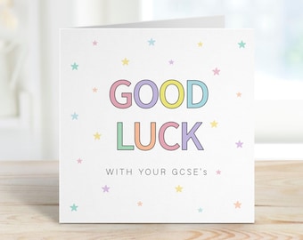 Tarjeta de buena suerte - Buena suerte con tus GCSE - Exámenes GCSE - Al salir de la escuela - Escuela secundaria - Año 11