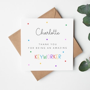 Keyworker Thank you Card - Personalised  - amazing - school, nursery, teacher, teaching assistant, keyworker, tutor.