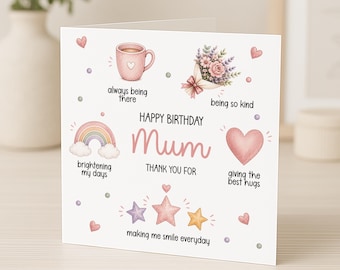 Mum Birthday Card - Happy Birthday Mum
