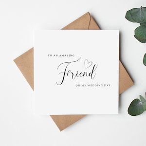 Wedding Day card for Friend - 'To my amazing Friend on my wedding day'  - simple contemporary design - Envelope Inc - Blank Inside
