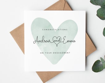 Personalised engagement card -Congratulations on your engagement - Daughter Son Sister Brother Couple Friends UK - Heart