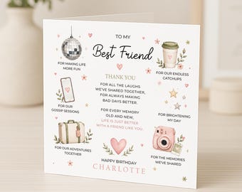 Best Friend Birthday Card with verse/poem - Bestie Friend