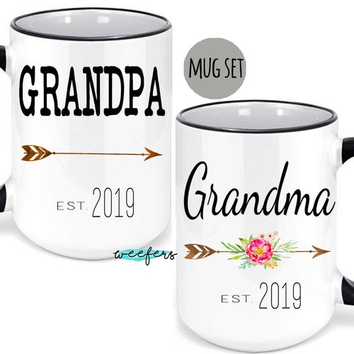 Grandpa and Grandma Mug Set 6 Baby Announcement New Etsy