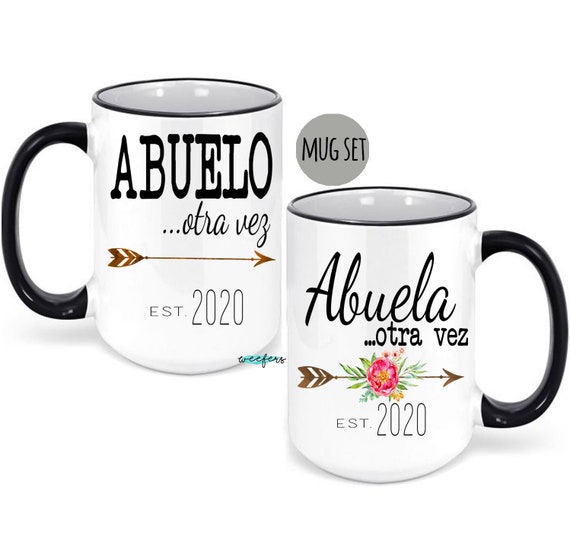 Abuela otra vez, Abuelo Again Mug Set, Grandparents mug, Pregnancy Reveal Mug, New Grandparents, Baby Announcement, Gift for Grandparents Il_570xn
