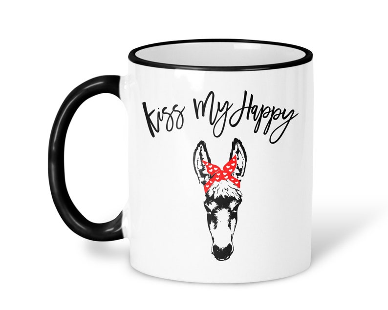 Funny Donkey Mug Donkey With Bandana Coffee Mug Kiss My Etsy