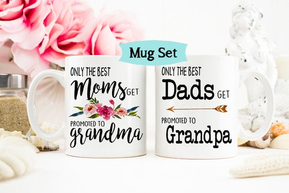 Only the Best Moms, Dads Get Promoted to Grandma, Grandpa, Pregnancy Reveal Mug, New Grandparents, Gift for Grandparents, Grandma Mug Il_570xn