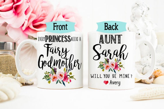 Godmother Proposal Mug, Godmother Mug, Personalized Aunt Mug, Godmother, Princess Mug, Gift for Godmother, Godmother Gift, Baptism Gift Il_570xn