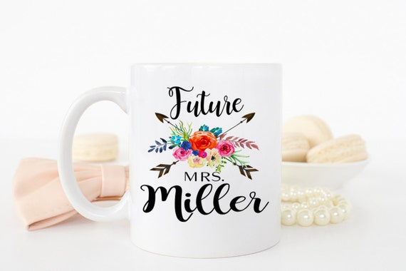 Floral Future Mrs Mug Engagement Gift Newly Engaged Bride to be Cup Bridal Shower Gift, Engagement Gift Ideas, Engagement Photo Prop Tea Il_570xn