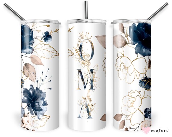 Oma Tumbler Gift for Mothers Day - Floral Oma Coffee Travel Cup for Mother's Day Gift - 20oz Tall Skinny Tumbler with Lid and Straw Il_570xn