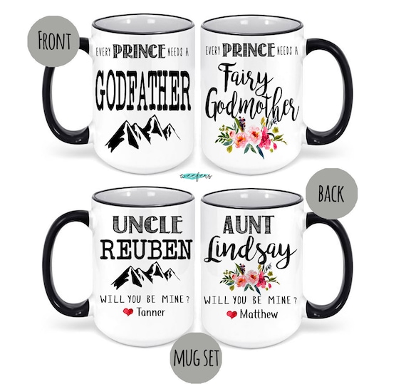 Godfather Godmother proposal mug set, Fairy Godmother mug, Godparents Gift, Godparents Mug Set, Gift for Godmother Il_570xn