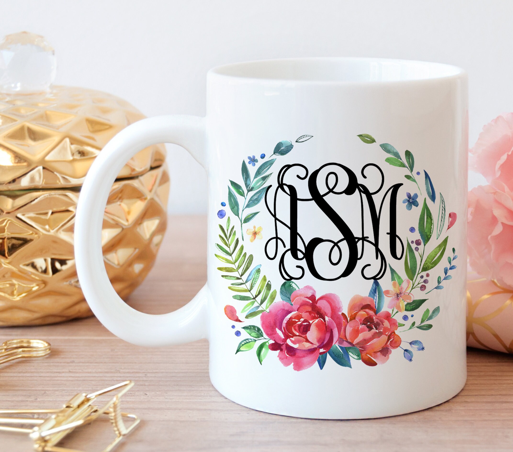 Monogram Mug Monogrammed Mug Gift for Bridesmaid Initial Etsy