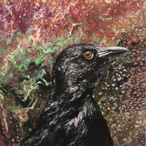 Giclee Print, Crow Print, Print of Original Acrylic Painting, Abstract Crow Painting, &quot;Friendly Crow.&quot;