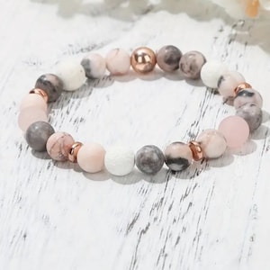 Positivity Pink Zebra Jasper Bracelet ~ Brings Positivity, Stability, and Joy.