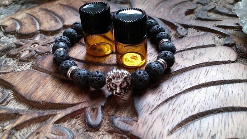 Essential oil Spiritual Healing Aromatherapy Bracelet Lion Head Aromatherapy Lava Bead Stretch Bracelet