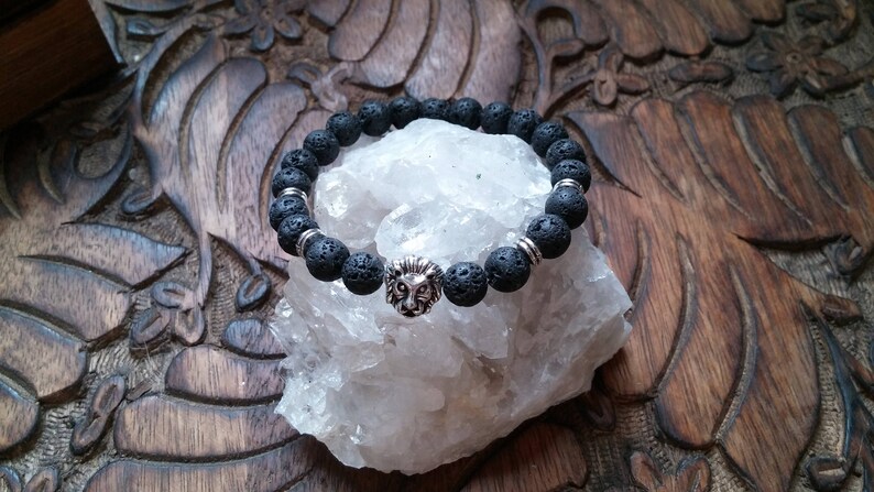 Essential oil Spiritual Healing Aromatherapy Bracelet Lion Head Aromatherapy Lava Bead Stretch Bracelet