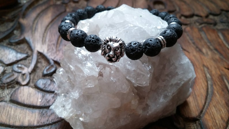 Essential oil Spiritual Healing Aromatherapy Bracelet Lion Head Aromatherapy Lava Bead Stretch Bracelet