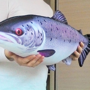 Fish pillow ATLANTIC SALMON Neck pillow Animal pillow Relax pillow Fisherman gift