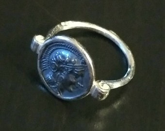 Athena ring Greek coin silver ring Athena wisdom 925 sterling silver ancient origins