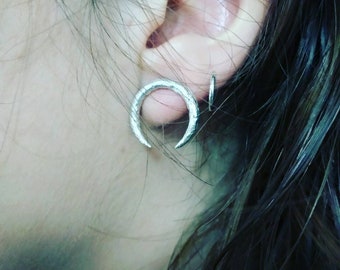 Crescent moon silver earrings, 925 sterling silver, Vikings, Nordic ancient jewelry, gift