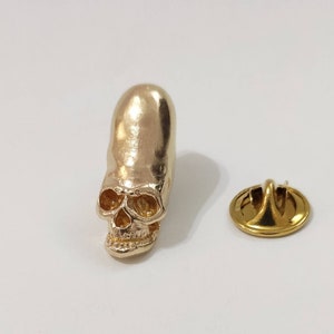Ancient skull aliens ancestral Nazca pin natural brass and gold plated