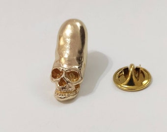Ancient skull aliens ancestral nazca pin natural brass and gold plating