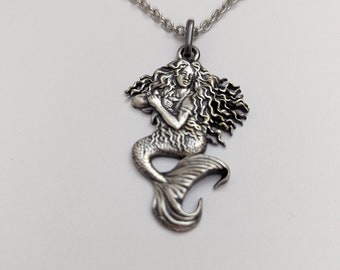 mermaid pendant silver plated little mermaid queen of the sea mythology siren song