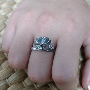 Black rose ring 925 sterling silver Gothic ring