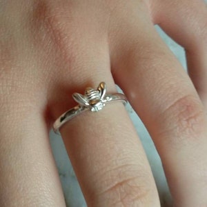 Può includere: Un anello d'argento con un design a forma di ape. L'ape è realizzata in argento e presenta un design dettagliato.