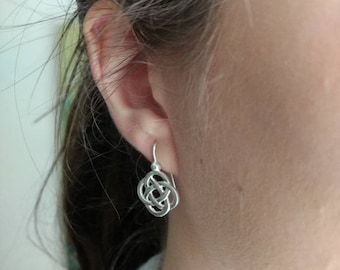 Silver earrings hook Celtic knot sterling silver ancient jewelry