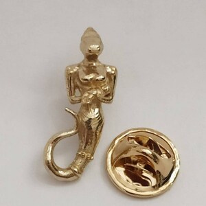 Reptilian pin gold plated brass ancient aliens