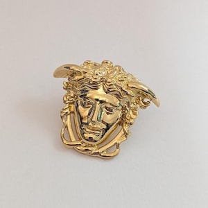 Greek goddess Medusa, gold plated pin, brass pendant, 925 silver pendant