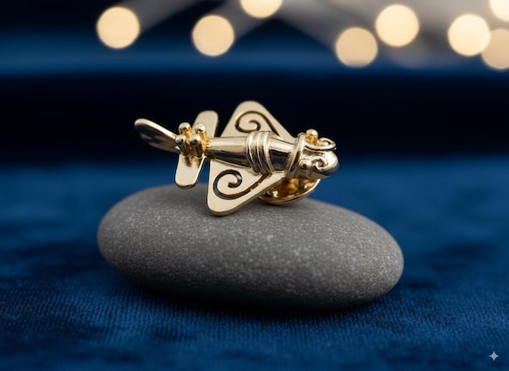 Quimbaya Flyer Pin 24K GP Cappello Artefatto Alieno Precolombiano - Foto 8