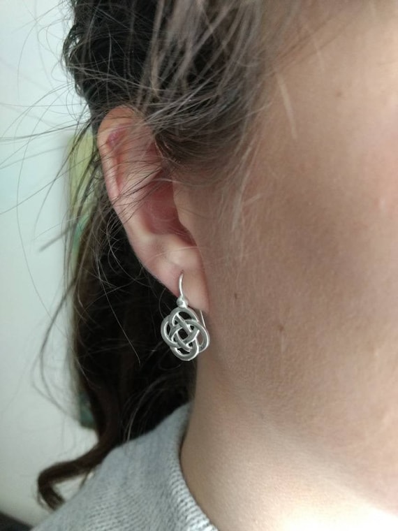Orecchini Lunghi A Ganci In Argento Sterling Con Nodo Celtico - Design Intrecciato, Gioiello Etnico Con Ciondoli, In Scatola Regalo