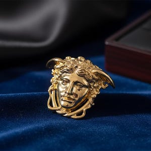 ギリシャの女神メドゥーサ、金メッキのピン、真鍮のペンダント、925シルバーのペンダント