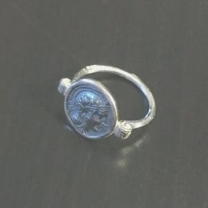 Athena ring, silver ring, Greek coin, Athena wisdom, 925 sterling silver, ancient origins